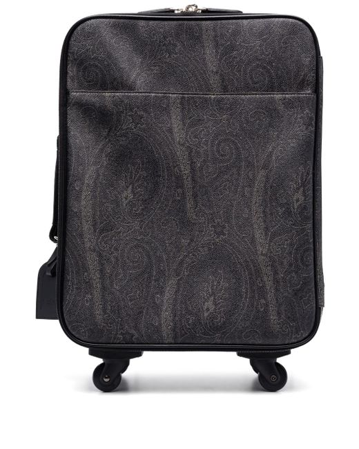 Etro paisley-print four-wheel leather suitcase