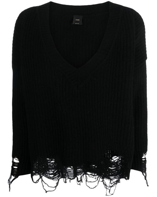 Pinko ripped V-neck knitted jumper