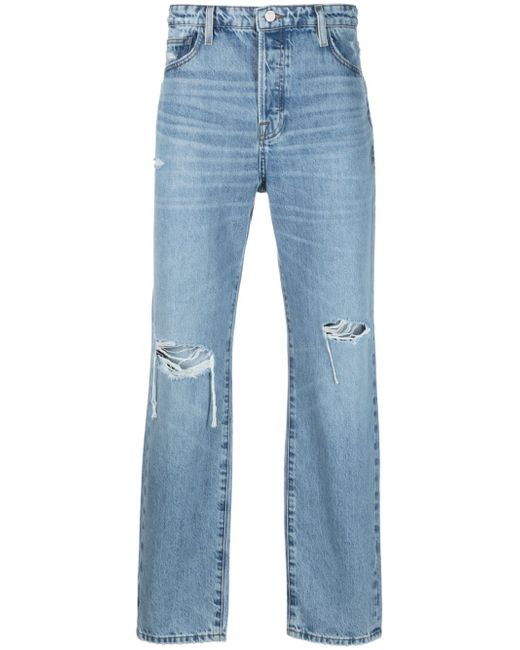 Frame distressed-finish straight-leg jeans