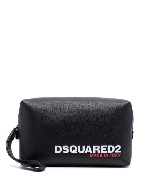 Dsquared2 logo-print leather wash bag