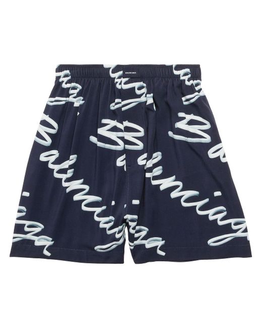 Balenciaga scribble-logo pyjama shorts
