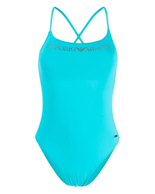 Emporio Armani logo-print criss-cross swimsuit
