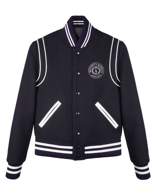 Sporty & Rich Connecticut Crest logo-embroidered varsity jacket