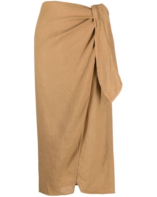 Manebi Lencois wrap-design linen skirt