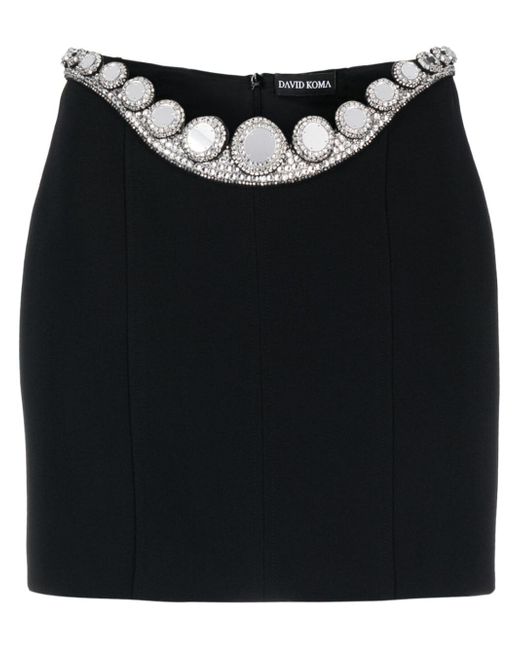 David Koma crystal-embellished straight skirt