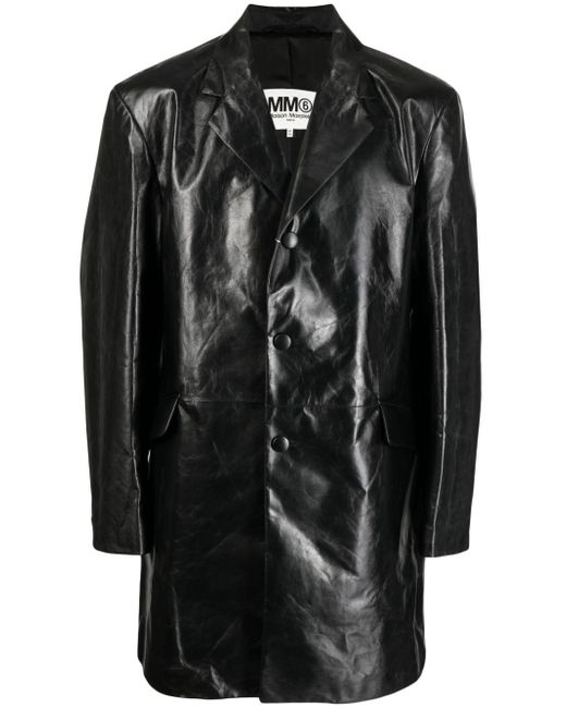 Mm6 Maison Margiela single-breasted leather coat