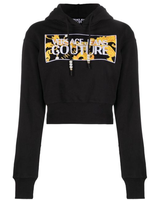 Versace Jeans Couture logo-patch cropped hoodie