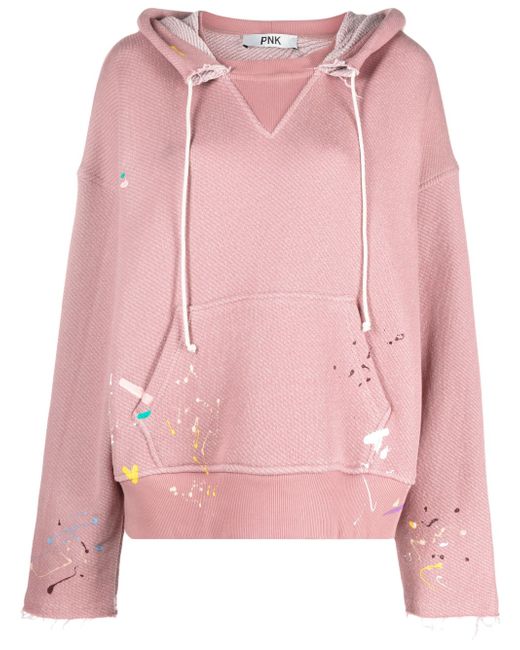 Pnk paint-splatter oversized hoodie