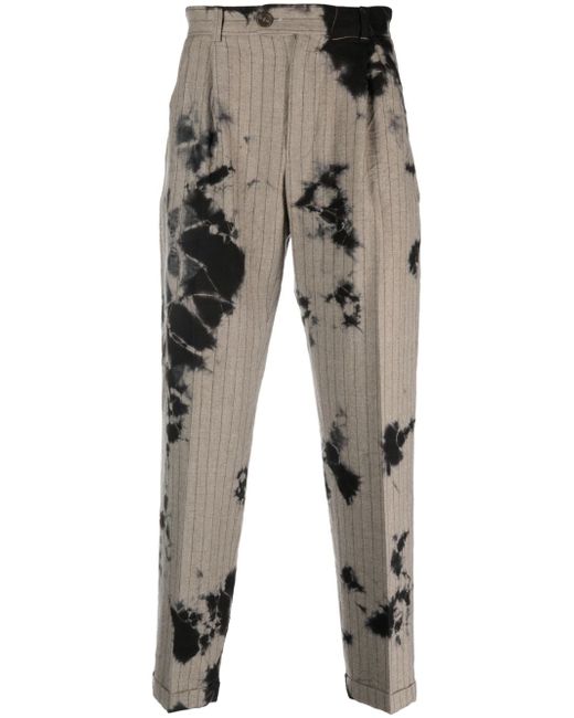 Suzusan bleached pinstriped tailored trousers