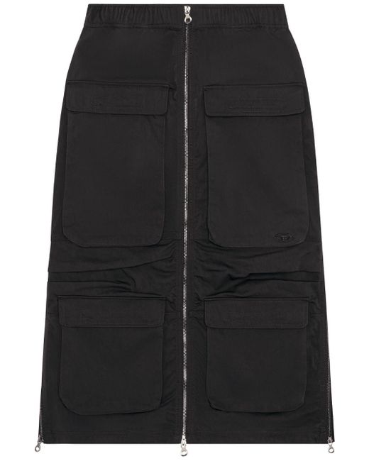 Diesel cargo-pocket elasticated midi skirt