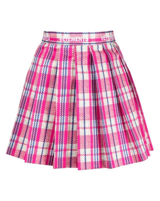 Vetements logo-waistband fully-pleated skirt