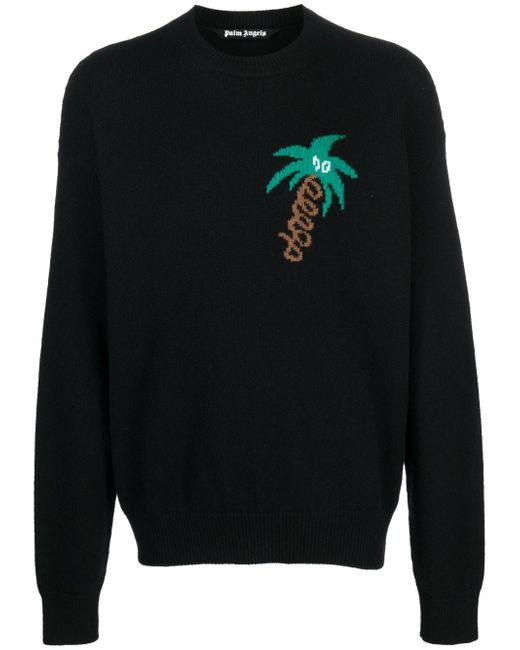 Palm Angels Sketchy intarsia-knit jumper