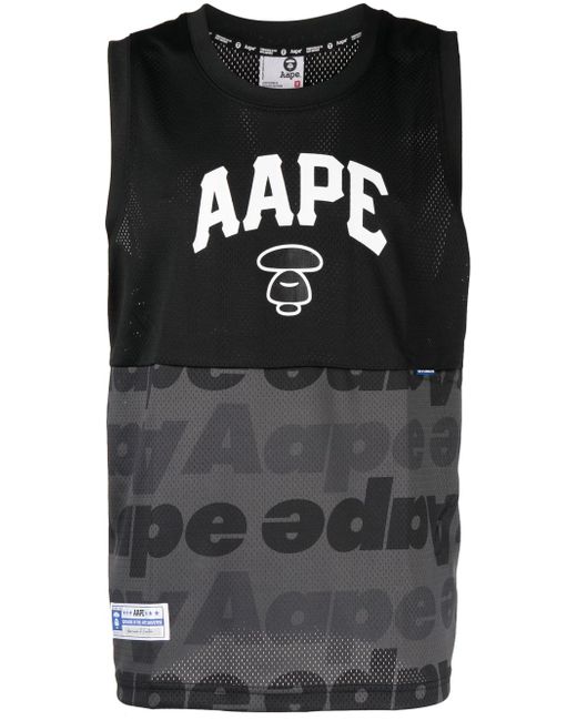 Aape By *A Bathing Ape® logo-patch perforated tank top