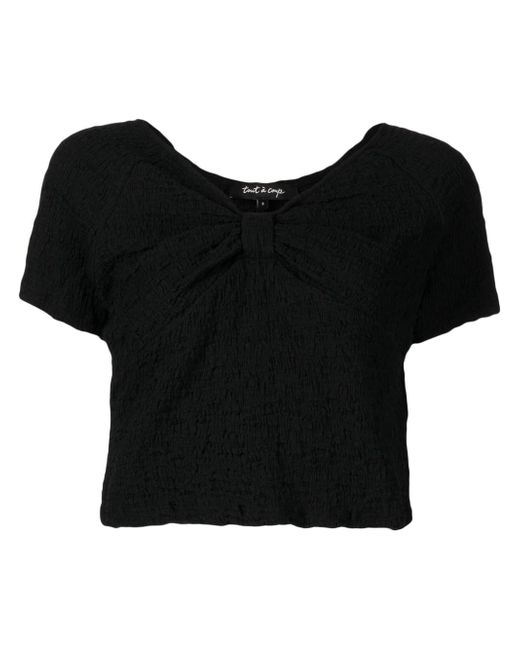 tout a coup crinkled-effect fitted cropped blouse