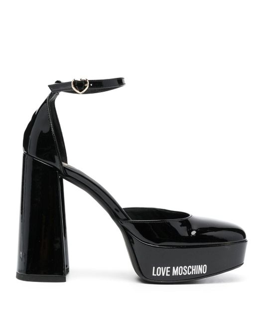 Love Moschino 120mm logo-print leather pumps