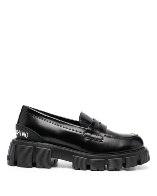 Love Moschino embossed-logo leather loafers