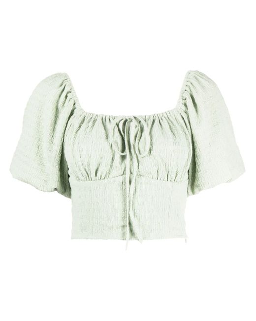 b+ab textured gathered cropped blouse