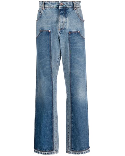 Balmain hybrid panelled straight-leg jeans