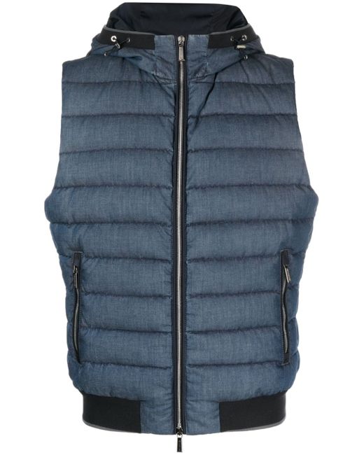 Moorer down-feather padded hooded gilet