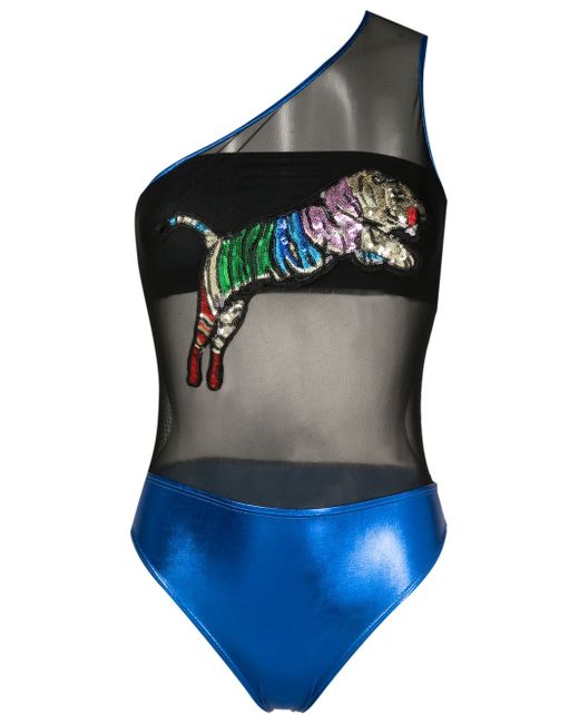 Brigitte sequin-embellished one-shoulder swimsuit