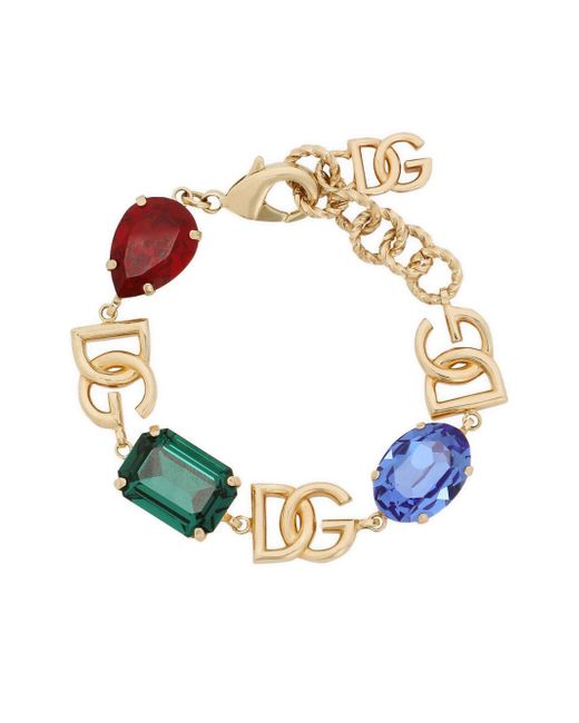 Dolce & Gabbana logo-charm crystal-embellished bracelet