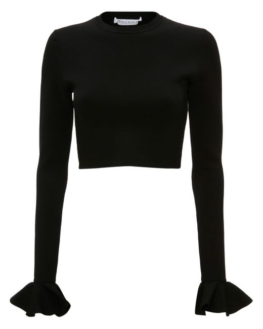 J.W.Anderson ruffled-cuffs cropped knitted top
