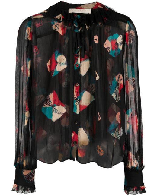Ulla Johnson abstract-print sheer blouse