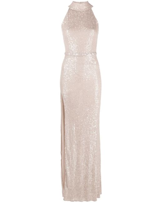 Atu Body Couture sequin-design side-slit gown