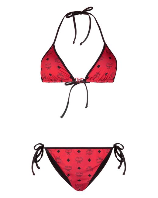 Mcm Monogram-print strappy bikini set