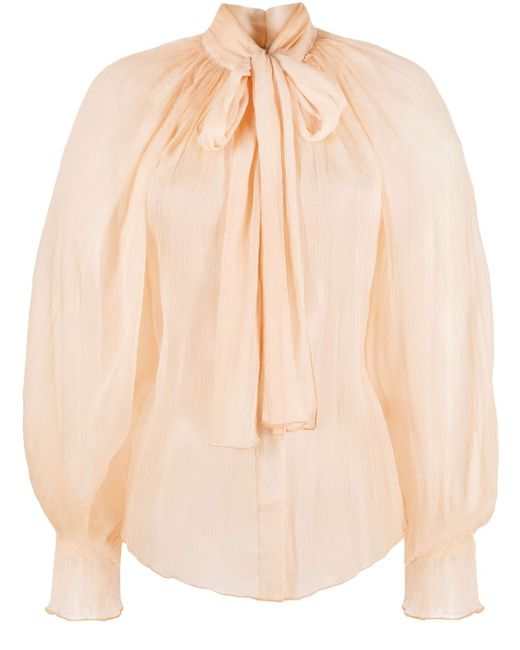 Atu Body Couture sheer pussy-bow blouse