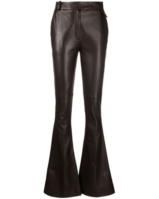 Attico Piaf leather flared trousers