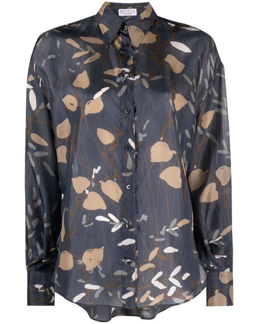 Brunello Cucinelli abstract-print silk shirt