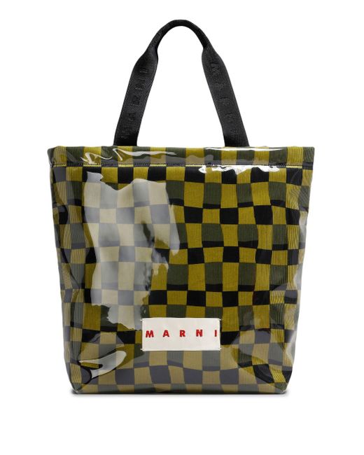 Marni check-pattern large tote bag