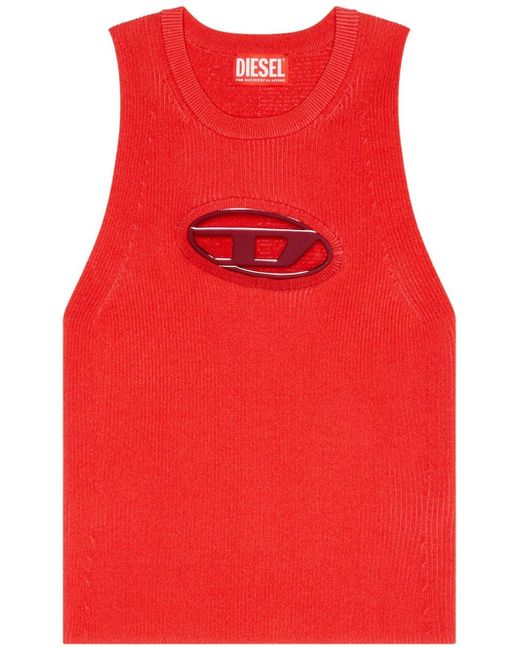 Diesel cut-out logo-plaque knitted top