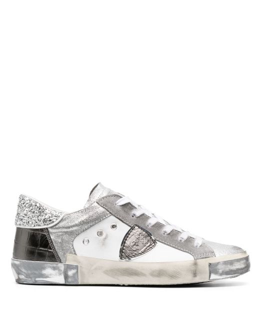 Philippe Model panelled logo-patch sneakers