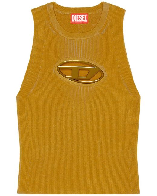 Diesel cut-out logo-plaque knitted top