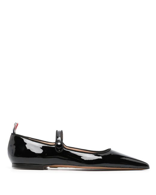 Thom Browne pointed-toe patent ballerina shoes