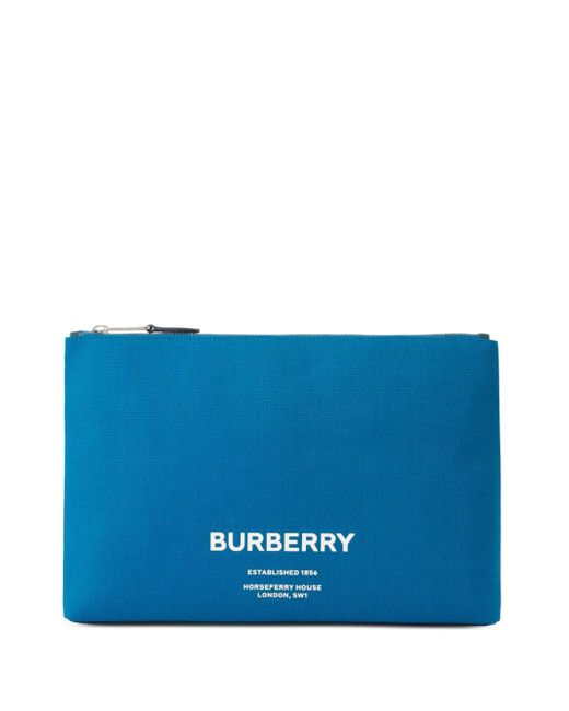 Burberry slogan-print zipped canvas pouch