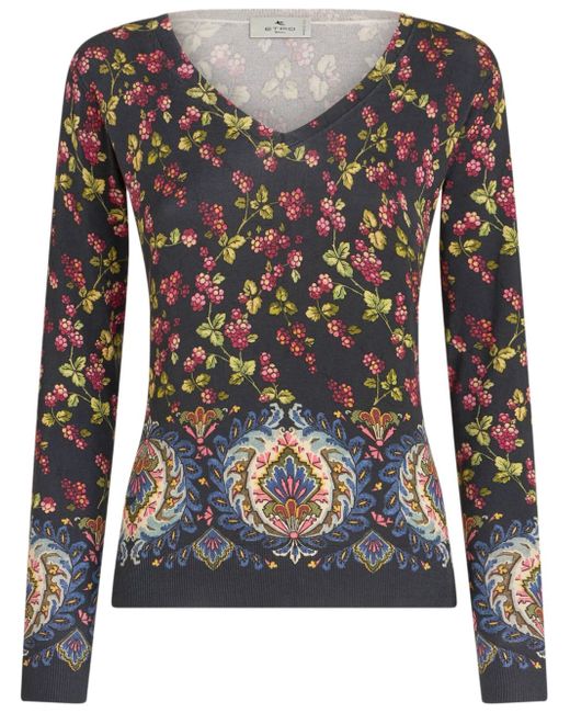 Etro floral-print knitted top