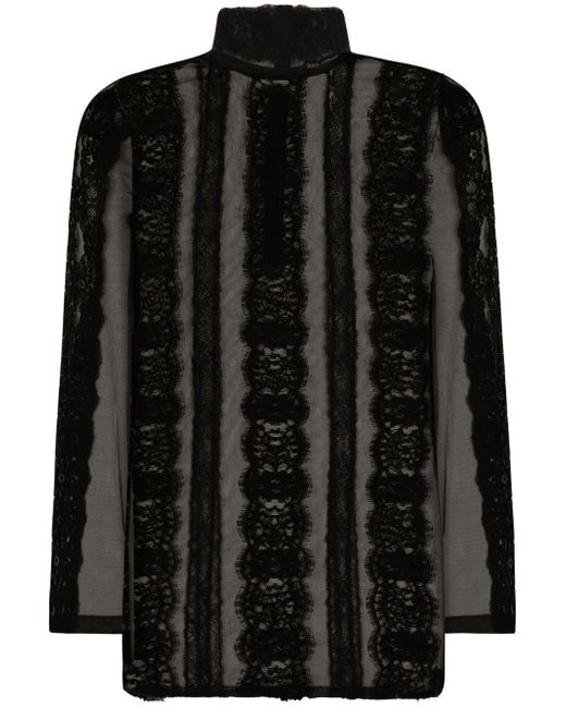 Dolce & Gabbana lace-detail translucent shirt