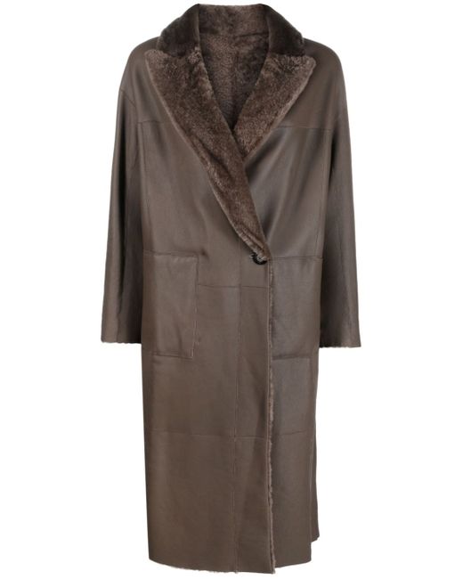 Blancha single-breasted sheepskin coat