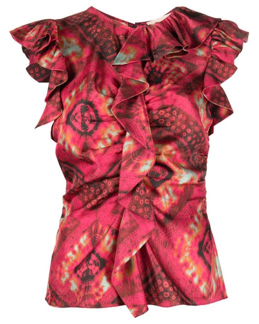 Ulla Johnson abstract-print ruffled blouse