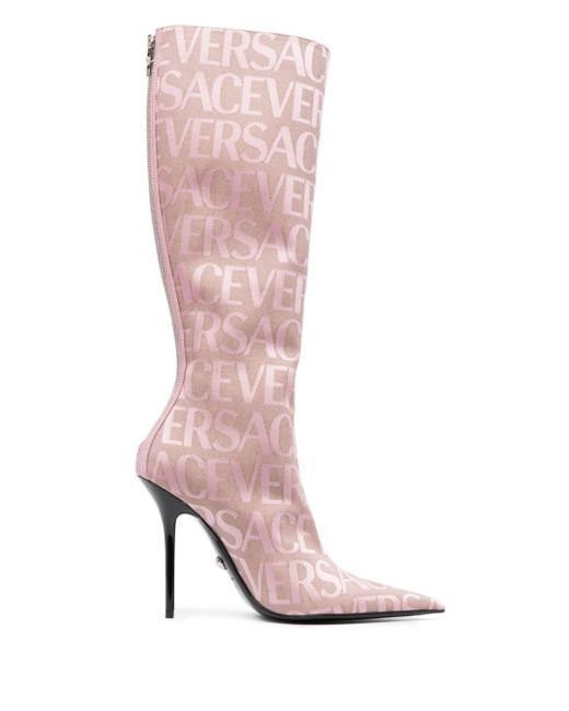 Versace allover knee-high boots