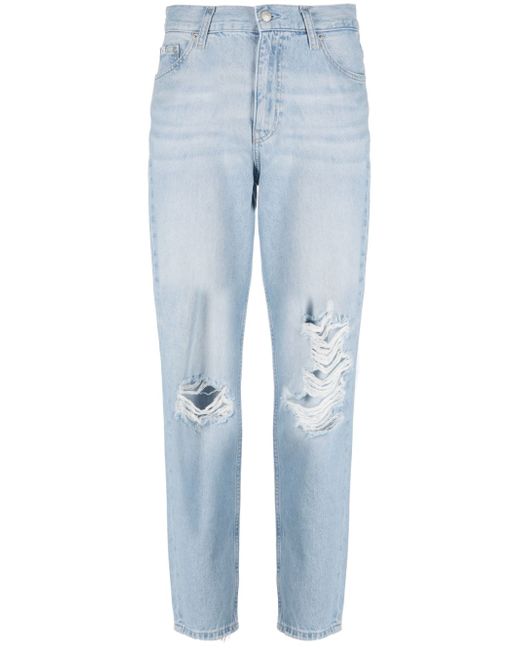 Calvin Klein Jeans ripped-detailing tapered-leg jeans