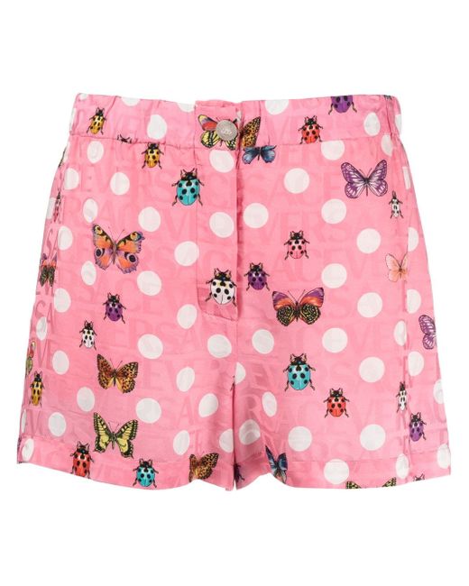 Versace Butterflies-print silk-blend shorts