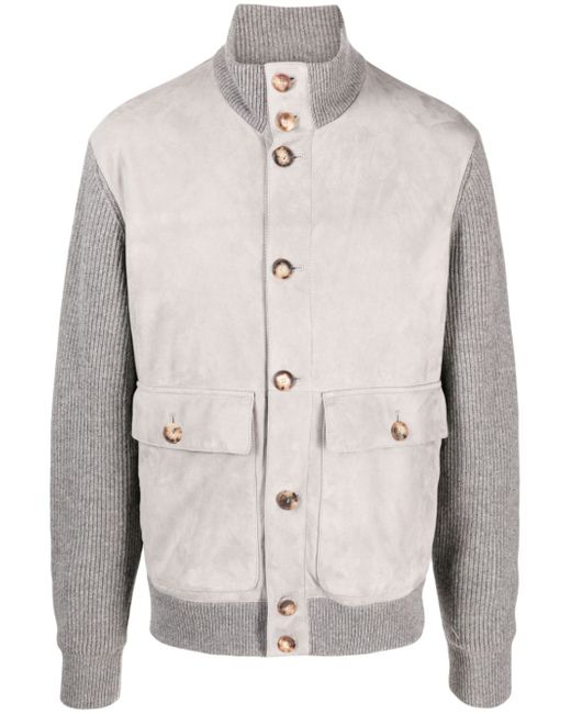 Brunello Cucinelli panelled suede-cashmere jacket