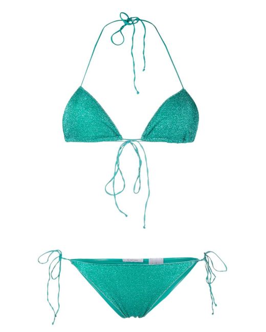 Oséree metallic-threading bikini set