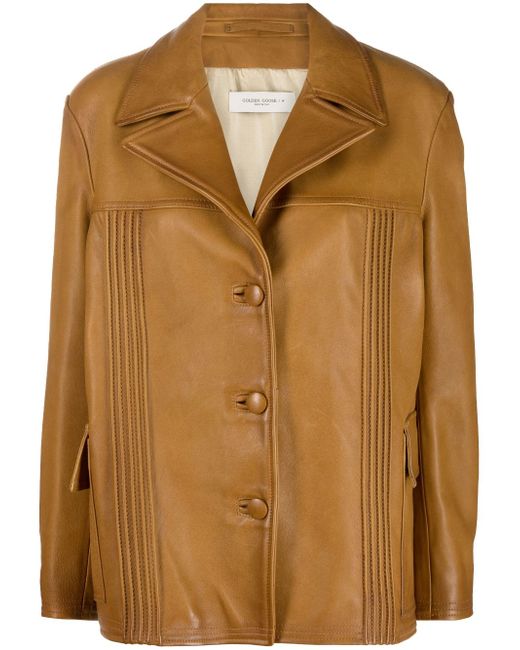 Golden Goose button-fastening leather jacket