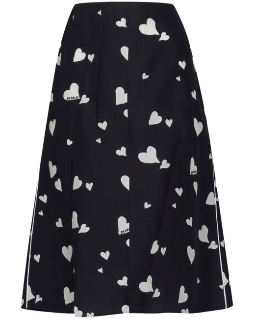 Marni heart-print high-waisted skirt