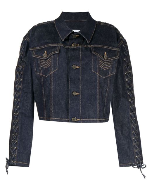 Jean Paul Gaultier lace-up cropped denim jacket